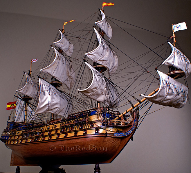 西班牙无敌战舰圣菲利浦号大帆船模型 客厅工