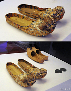 com 唐变体宝相花纹云头锦鞋,唐蒲鞋,东晋"富且昌宜侯王天延命长"织成