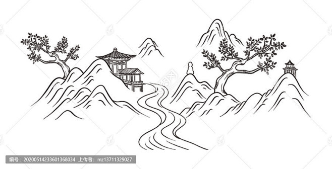 茶山简笔画图片