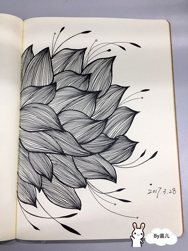 线描画花禅绕画手绘原创