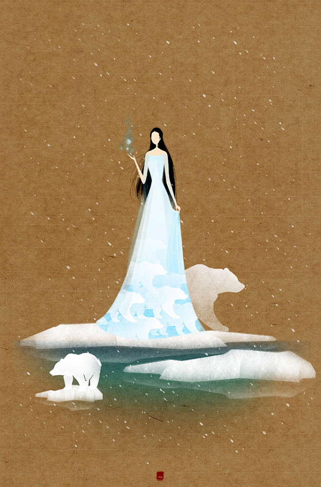 手绘插画漫画呼葱觅蒜无脸古风图集灵感来自北极熊