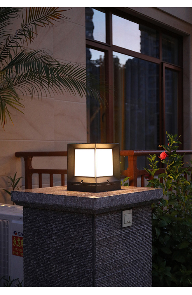 太阳能庭院柱头灯花园别墅大门灯户外围墙灯门柱灯防水墙头柱子灯t